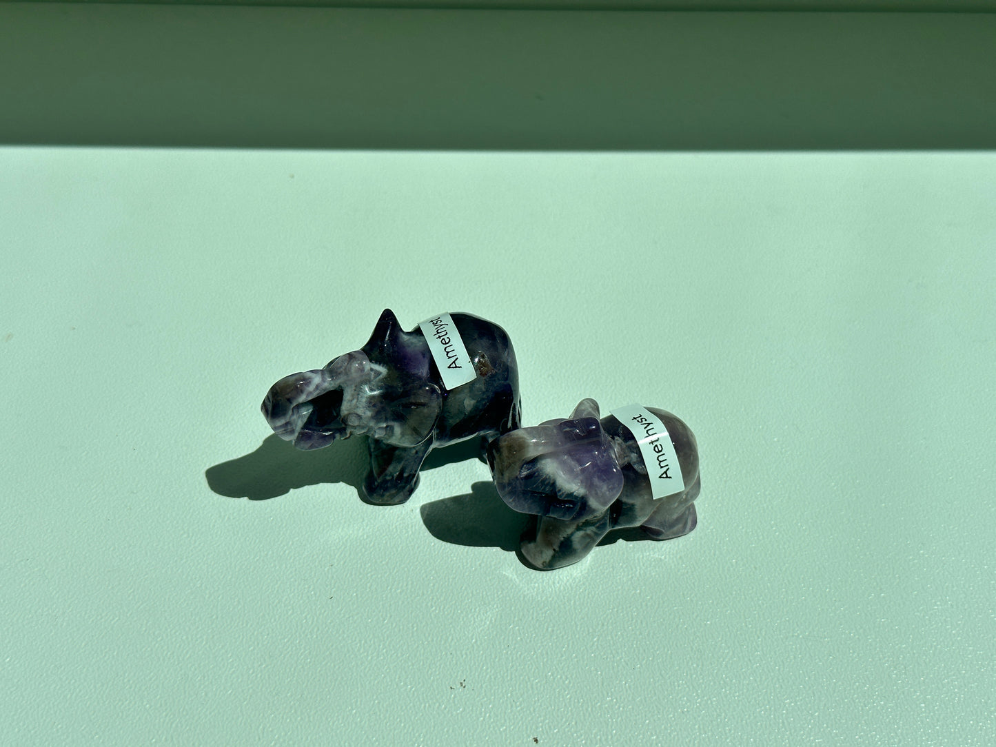 Amethyst Elephant Pair
