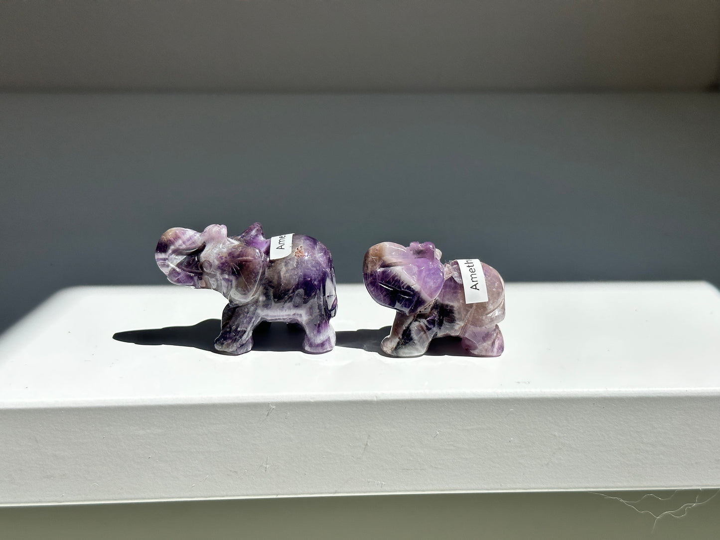 Amethyst Elephant Pair