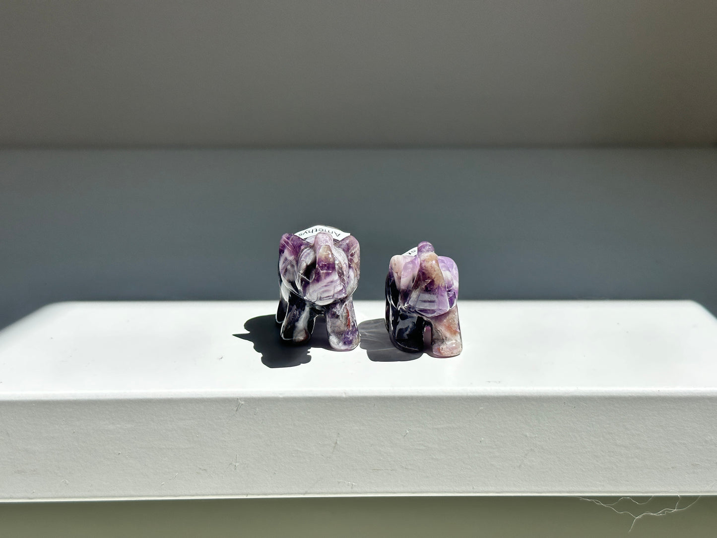 Amethyst Elephant Pair