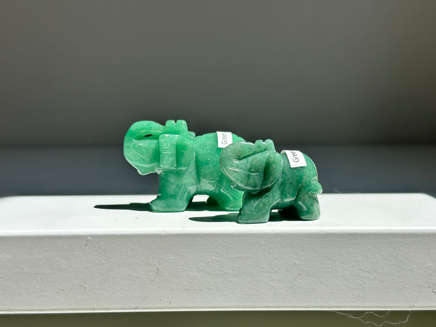 Green Jade Elephant pair