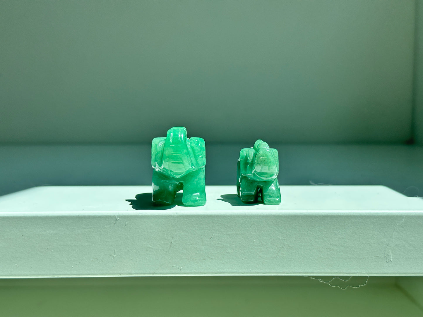 Green Jade Elephant pair