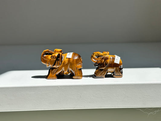 Tiger Eye Elephant Pair